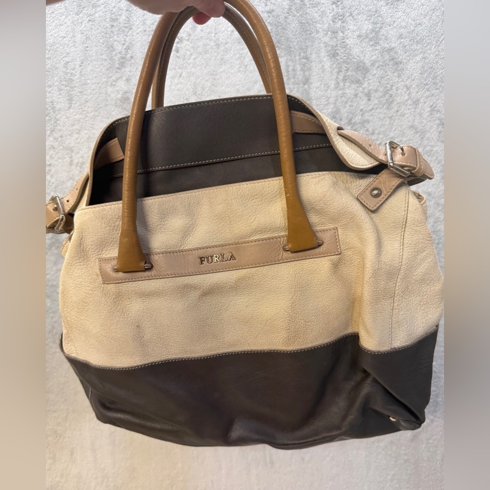 Bundle Furla Black and Cream Duffel Bag Small White Purse Lot of 2